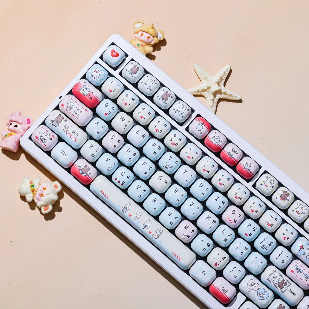 Blue Pink Rabbit MOG Profile Keycap Set — PBT