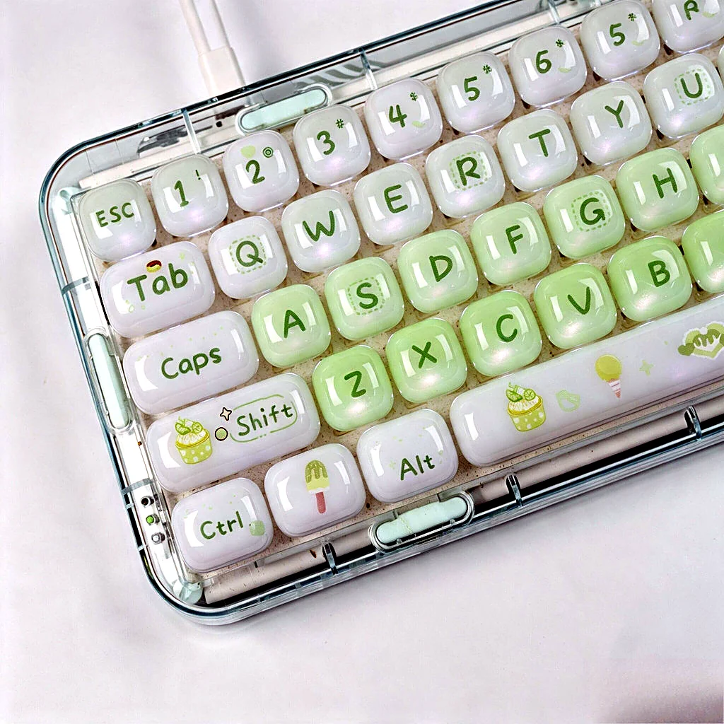 Ice Cream Milky White Jelly MOG Profile Keycap Set — PBT
