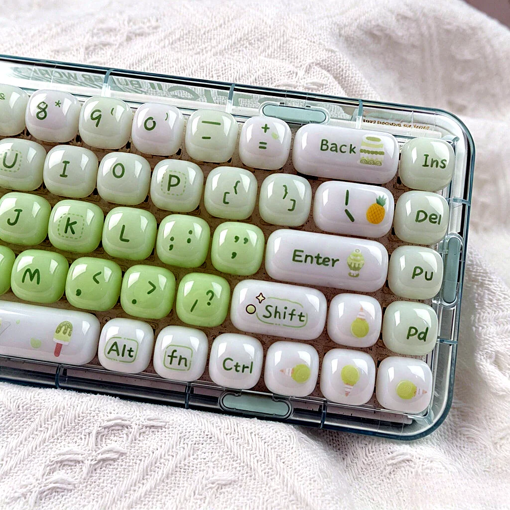 Ice Cream Milky White Jelly MOG Profile Keycap Set — PBT