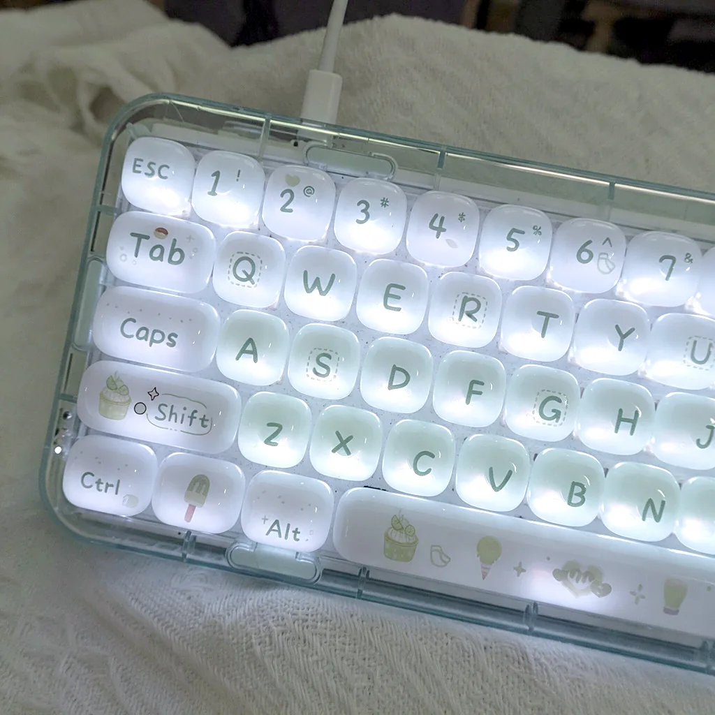 Ice Cream Milky White Jelly MOG Profile Keycap Set — PBT