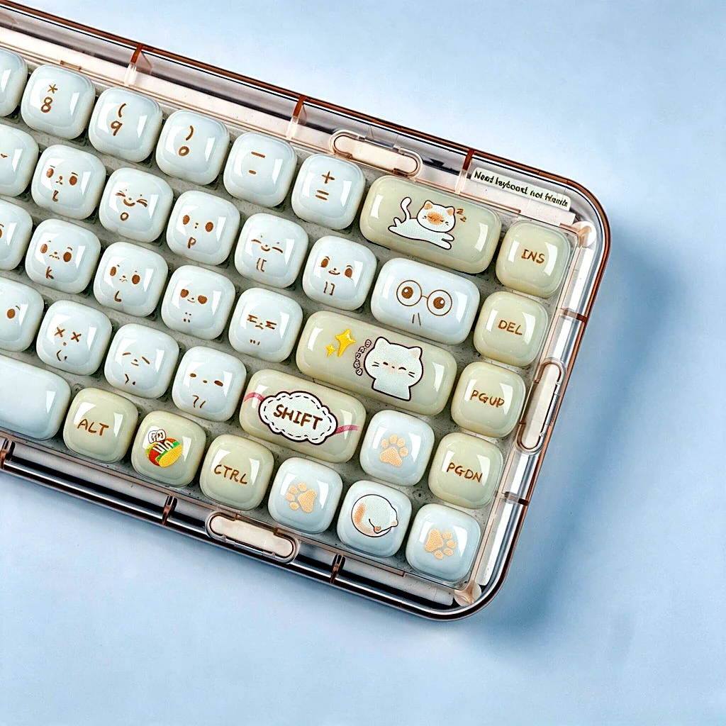 Jelly Cat Bun Shape MOG Profile Keycap Set — PBT