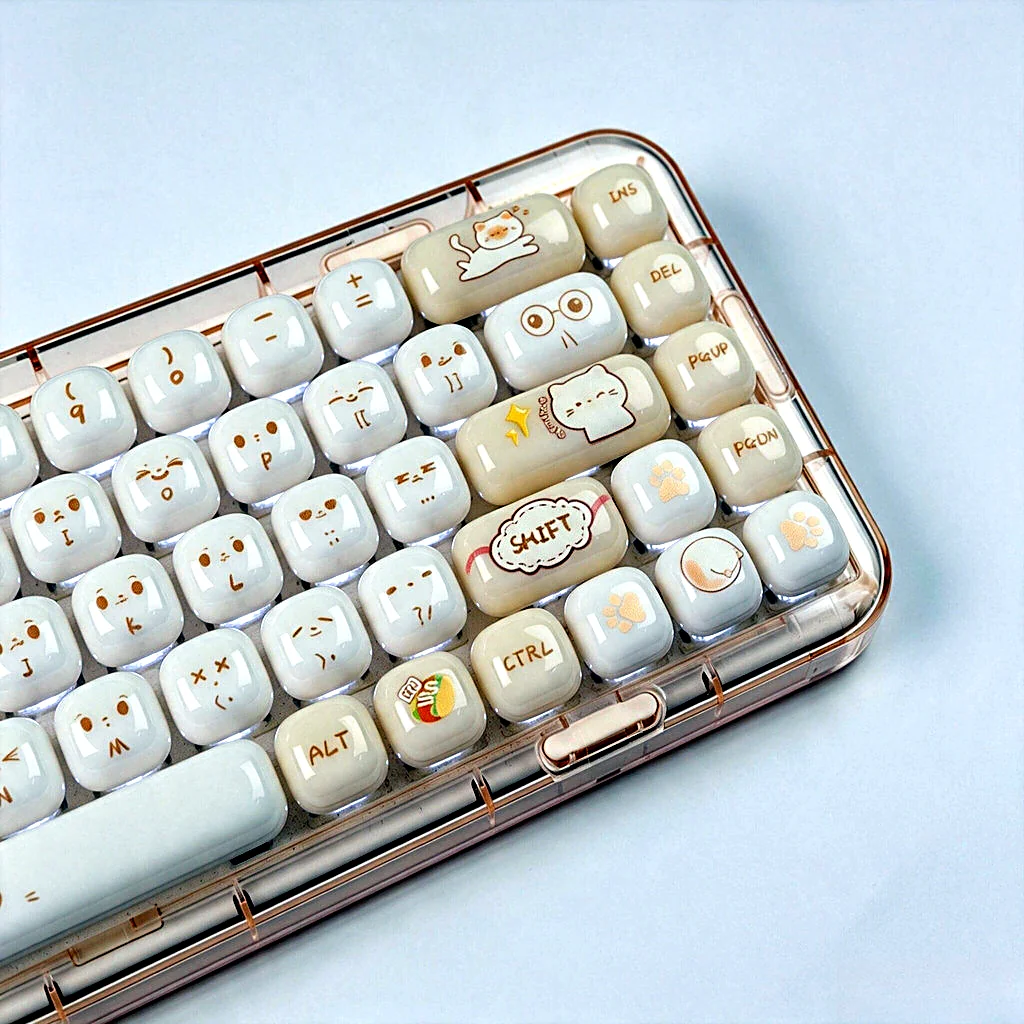 Jelly Cat Bun Shape MOG Profile Keycap Set — PBT