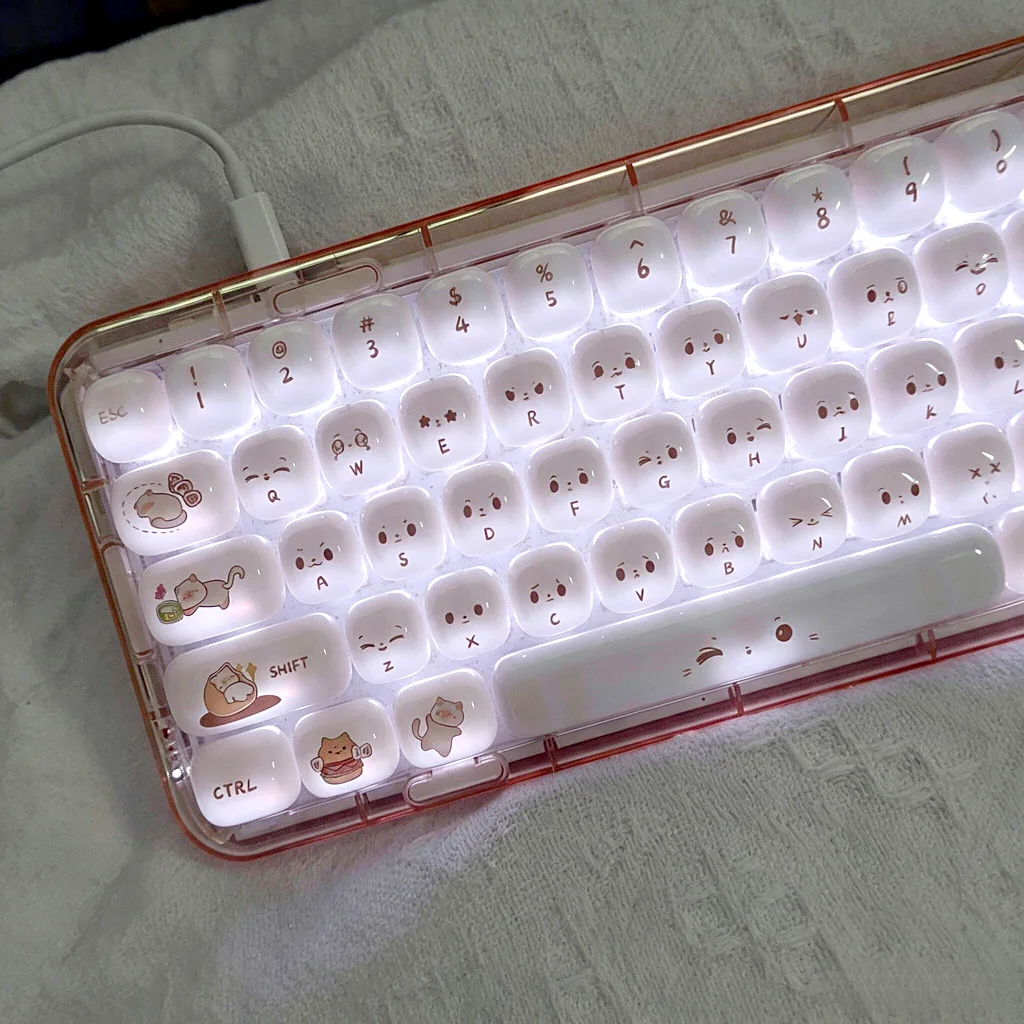 Jelly Cat Bun Shape MOG Profile Keycap Set — PBT