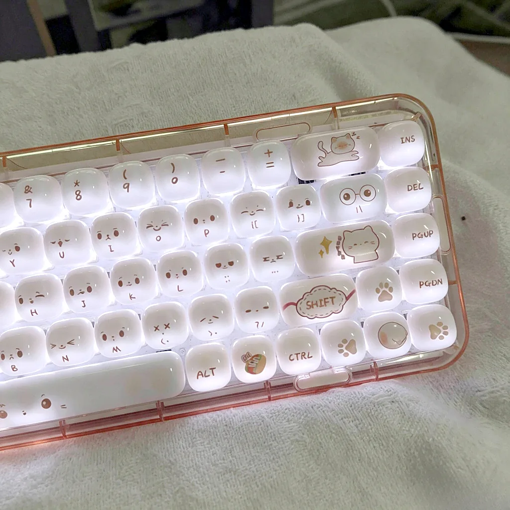 Jelly Cat Bun Shape MOG Profile Keycap Set — PBT