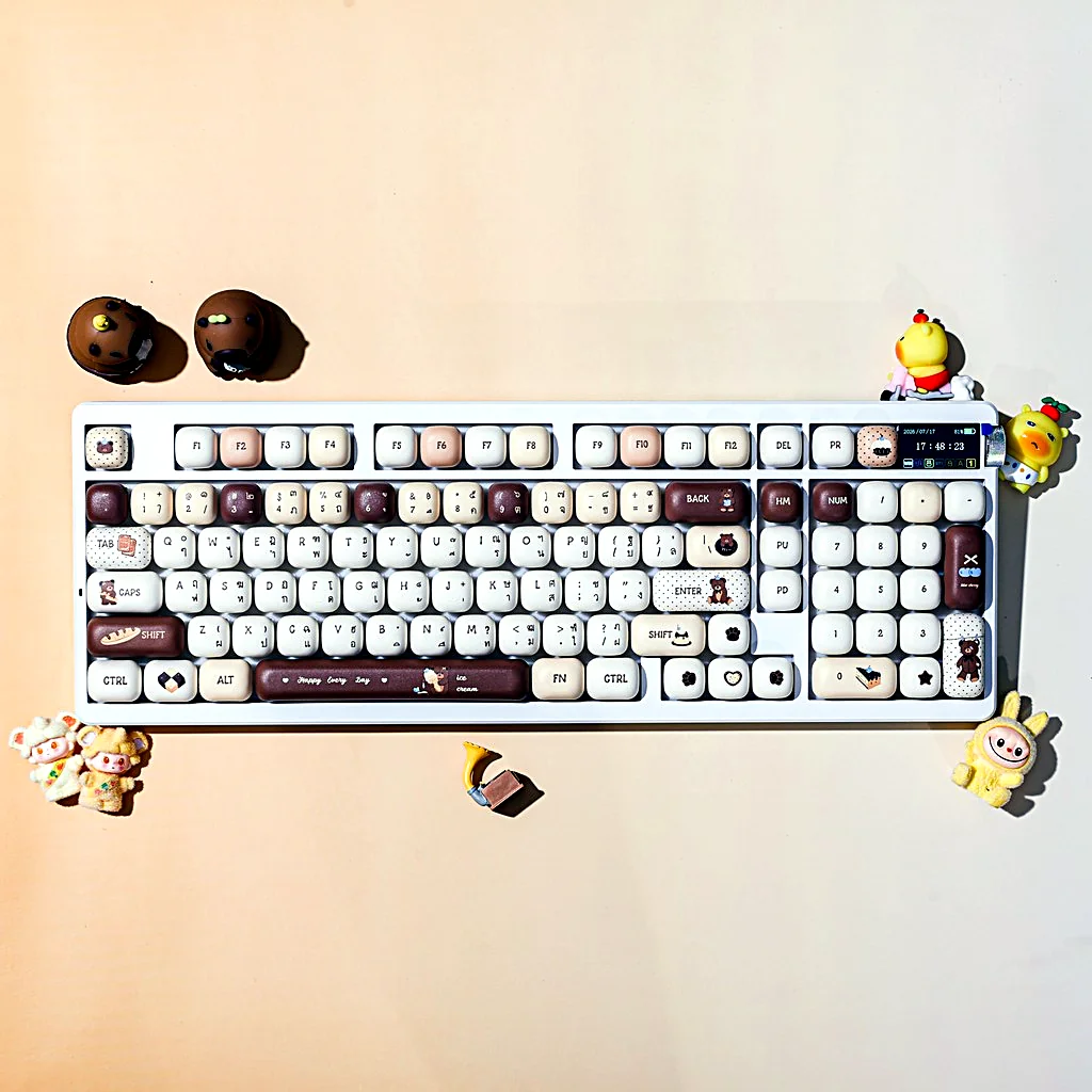Kawaii Cherry Bear MOG Profile Keycap Set — PBT