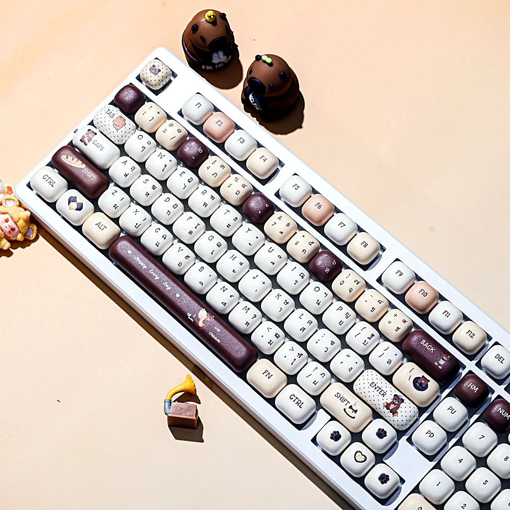 Kawaii Cherry Bear MOG Profile Keycap Set — PBT