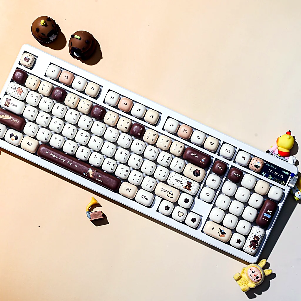 Kawaii Cherry Bear MOG Profile Keycap Set — PBT