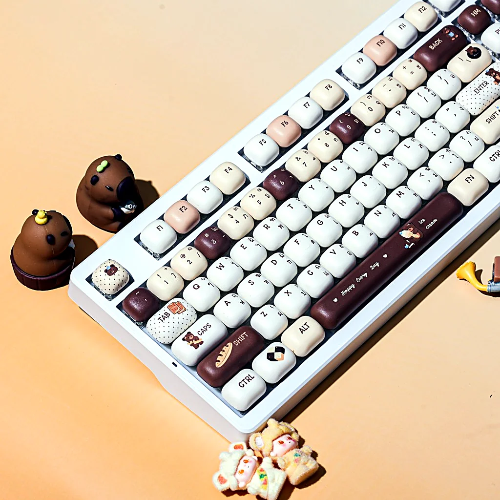 Kawaii Cherry Bear MOG Profile Keycap Set — PBT