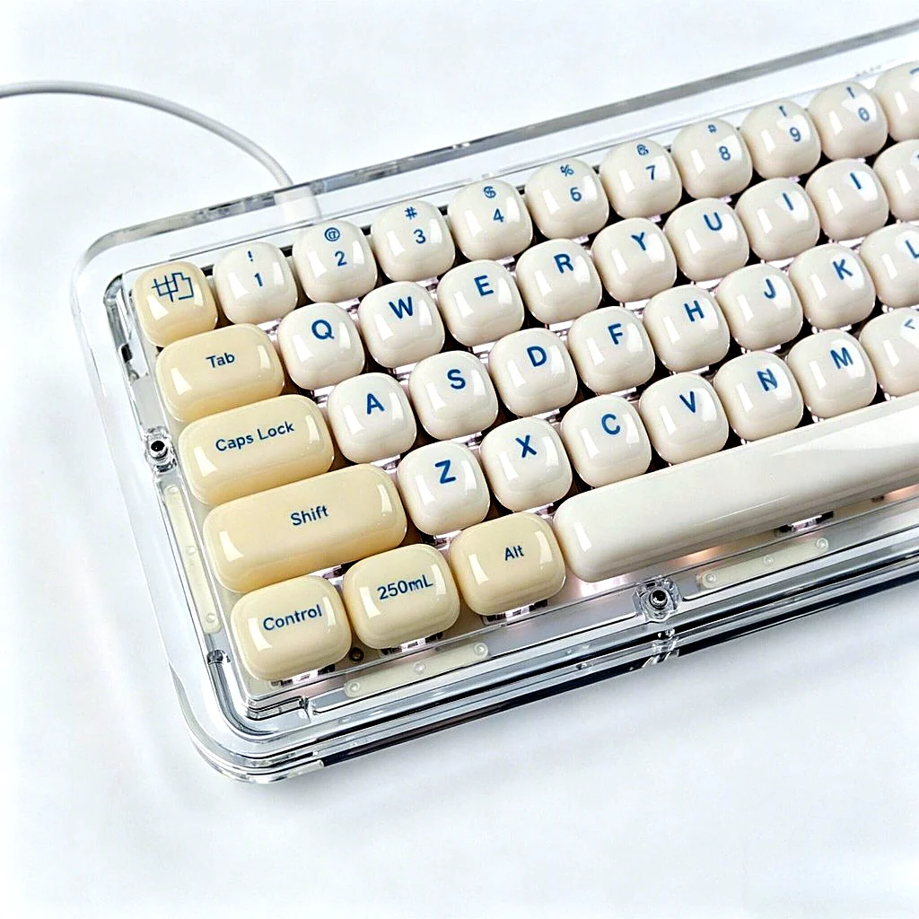 Soy Milk Bun Shape MOG Profile Keycap Set — PBT