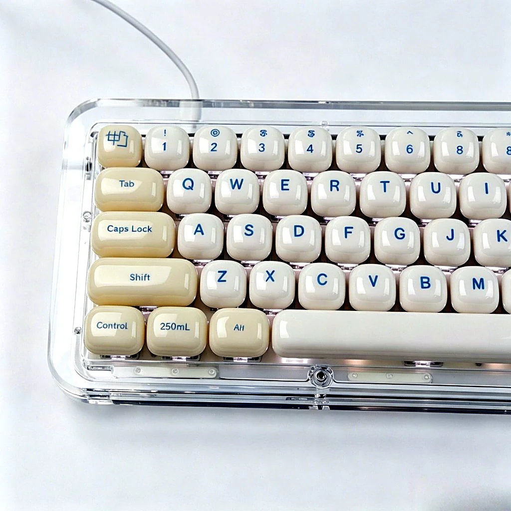 Soy Milk Bun Shape MOG Profile Keycap Set — PBT