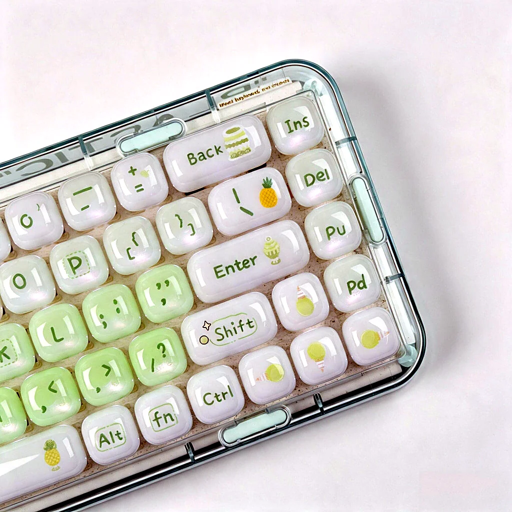 White Green Jelly MOG Profile Keycap Set — PBT