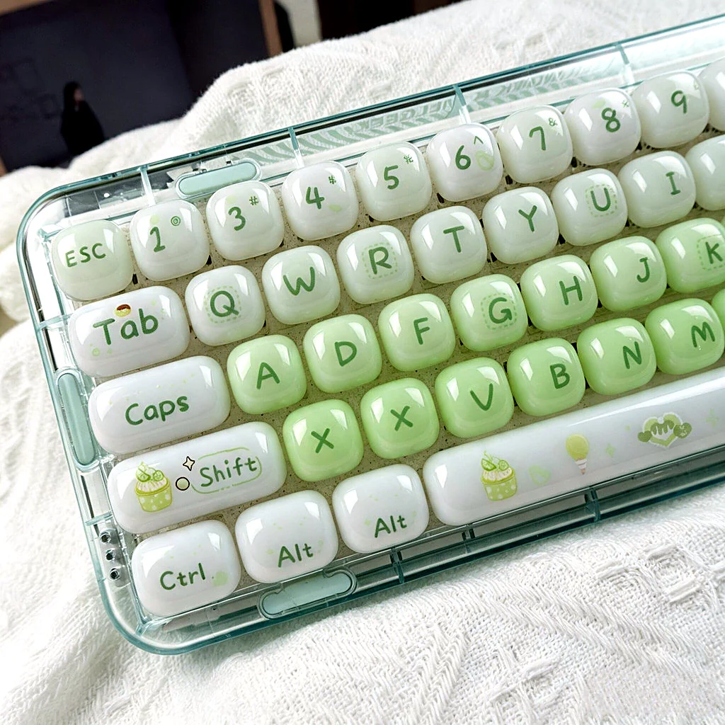 White Green Jelly MOG Profile Keycap Set — PBT