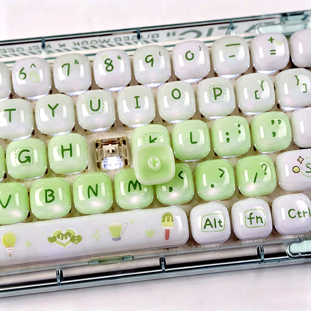 White Green Jelly MOG Profile Keycap Set — PBT