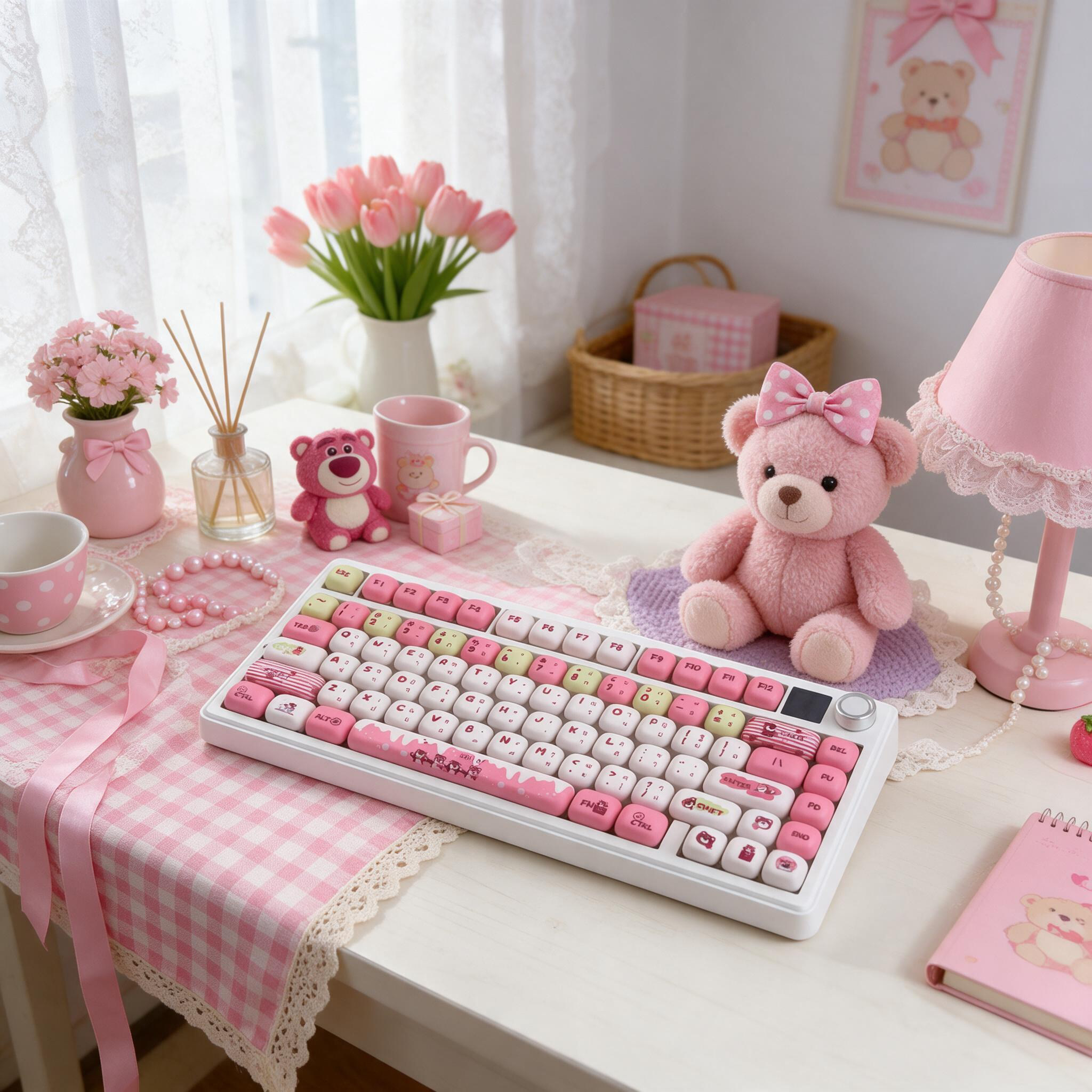 Strawberry Bear MOG Profile Keycap Set — PBT - Image 2