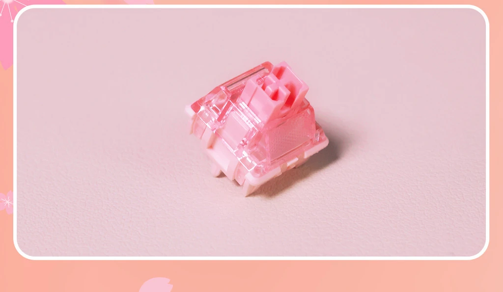 Freya switch transparent pink housing close-up