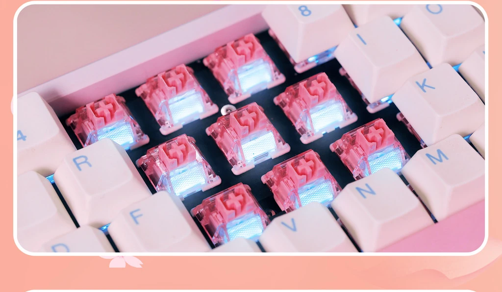 Freya switches installed in a keyboard with RGB shine-through
