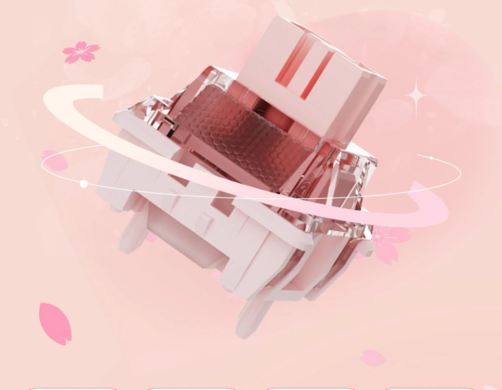 Freya silent magnetic switch 3D render with pink orbital ribbon